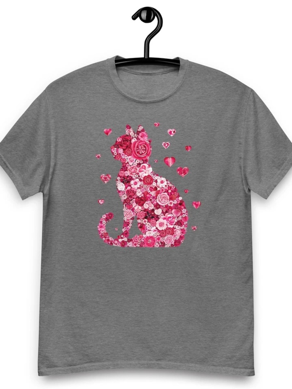 Pink Floral Cat Graphic T-Shirt by Unisex classic tee